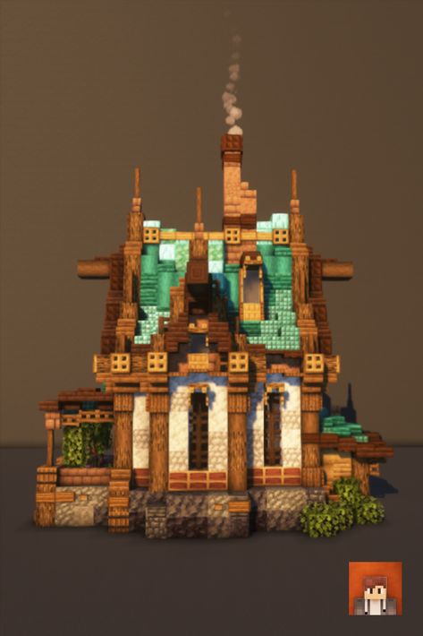 This is a starter house you could build. The texture pack I use is 'Stay True' and shaders 'complementary shaders' #Minecraft #MinecraftBuilds #MinecraftHouse #minecraftbuildingideas #Victorian #MinecraftBase #fantasy #minecraftcastle #minecraftstarterhouse Minecraft Water Mill House, Minecraft Blue Roof, Minecraft Steampunk Starter House, Fwhip Minecraft Builds, Warped Wood House Minecraft, Mc Starter House, Minecraft Fantasy Starter House, Victorian Minecraft Builds, Minecraft Watchtower Ideas