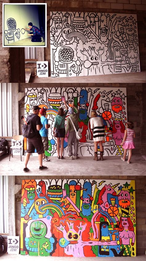 Collaborative Mural, Seni Mural, معرض فني, Group Art Projects, Collaborative Art Projects, School Murals, Fancy Fashion, Group Art, Ecole Art