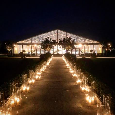 Wedding Walkway Lights, Outdoor Clear Tent Wedding, Light Walkway Wedding, Winter Marquee Wedding, Candle Lit Wedding Reception Outdoor, Outdoor Candle Lit Wedding, Outdoor Wedding Reception Clear Tent, Clear Tents For Weddings, Candle Lit Walkway Wedding