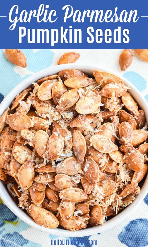 Pumpkin Seeds Recipe Garlic Parm, Garlic Parmesan Pumpkin Seeds, Roasted Pumpkin Seeds Flavors, Garlic Pumpkin Seeds Recipe, Dill Pickle Pumpkin Seed Recipes, Best Roasted Pumpkin Seeds Recipe, Seasoned Pumpkin Seeds Recipes, Pumpkin Seed Seasoning Recipes, Pumpkin Seed Recipe Baked