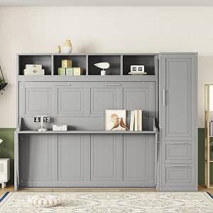 Bed With Closet, Queen Size Murphy Bed, Murphy Bed Wall, Cluttered Bedroom, Full Size Murphy Bed, Modern Murphy Beds, Closet Drawers, Versatile Furniture, Cabinet Bed