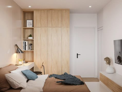 Wardrobe Ideas For Small Bedrooms, Green Home Accents, Scandinavian Interior Bedroom, Small Modern Bedroom, Bedroom Wardrobe Ideas, Wardrobe Design Ideas, Calming Colours, Ideas For Small Bedrooms, Relaxing Decor