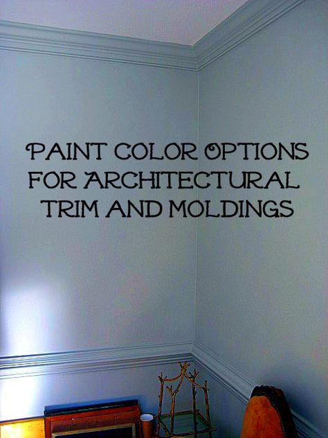 Chair Rail Painted Same As Wall Color, White Walls With Chair Rail, Colored Moldings And Trim, Painted Chair Rail Same As Wall, Crown Molding Color Ideas, Paint Crown Molding Same As Wall, Painting Chair Rail, Two Tone Walls With Chair Rail, Painting Crown Molding