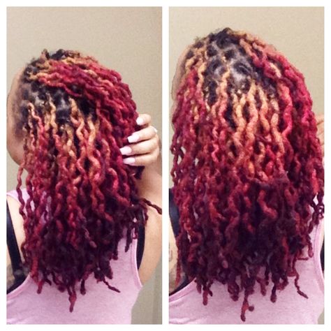 Have some fun coloring your Locs! I call this Tequila Sunrise! ❤️ IG: Baddkittykitty Winter Loc Colors, Loc Colors, Dread Head, Beautiful Locs, Dreads Girl, Beautiful Dreadlocks, Dreadlock Styles, Dreads Styles, Beautiful Natural Hair