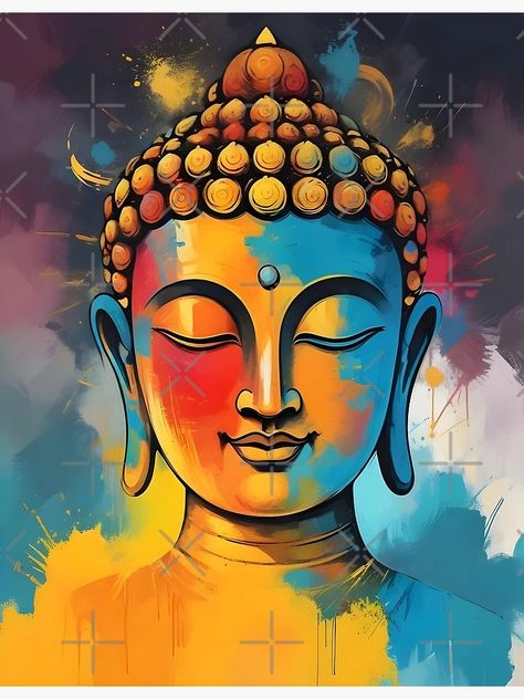 "Living Room Colorful Abstract Buddha Wall Art Painting" Poster for Sale by Dev-Ang | Redbubble Abstract Buddha Painting, Buddha Painting On Wall, Buddha Painting Acrylic On Canvas, Lord Buddha Paintings, Buddha Meditation Art, Buddha Wall Painting, Gautam Budh, Abstract Buddha, Buddha Pictures