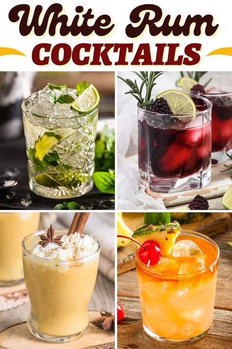 White Liquor Drinks, Captain Morgan White Rum Drinks, Cocktails With Bacardi Rum, Drinks To Make With Rum, Bacardi White Rum Cocktails, Clear Rum Cocktail Recipes, Summer Cocktail Recipes Rum, Silver Rum Cocktails, White Rum Cocktails Recipes