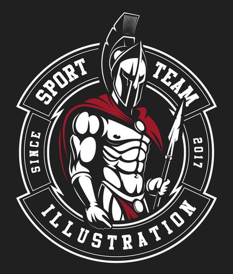 A spartan warrior logo template Premium ... | Premium Vector #Freepik #vector #logo #badge #t-shirt #shirt Sparta Logo, Spartan Logo, Spartan Tattoo, Warrior Logo, Knight Logo, Gym Logo, Sports Logo Design, Spartan Warrior, Geniale Tattoos