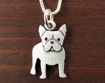 Tiny French Bulldog necklace / pendant K Necklace, Silver Casting, Stick Man, Memorial Pendant, Large Pendant Necklace, Small Charms, Silver Box, Animal Jewelry, Necklace Sterling Silver