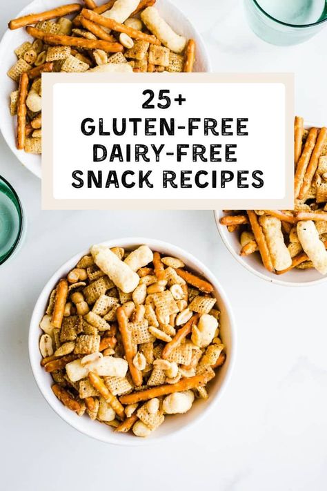 In need of gluten-free dairy-free snacks? Here are 23 easy snack recipes that you can make at home. Perfect for school, work, travel, and anytime! Lactose Free Snacks, Egg Free Snacks, Soy Free Snacks, Gluten Free Dairy Free Snacks, Gluten Free Snacks Recipes, Nut Free Snacks, Sugar Free Snacks, Dairy Free Snacks, Gluten Free Kids