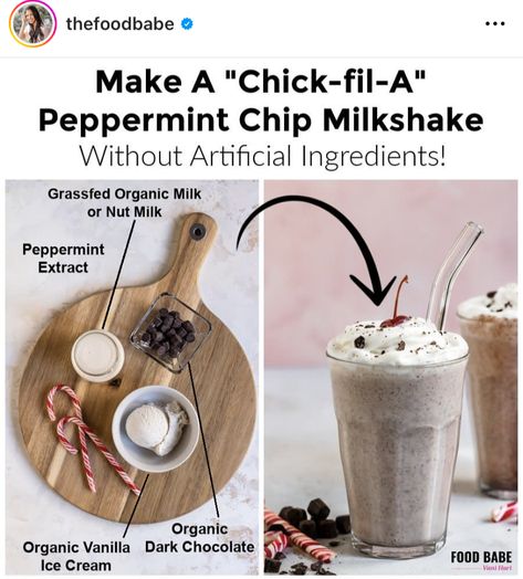 Chick Fil A Peppermint Milkshake Recipe, Chick Fil A Peppermint Milkshake, Peppermint Milkshake Recipe, Healthy Milkshake Recipes, Peppermint Milkshake, 100 Days Of Real Food, Clean Dessert, Milkshake Recipe, Vegan Dark Chocolate