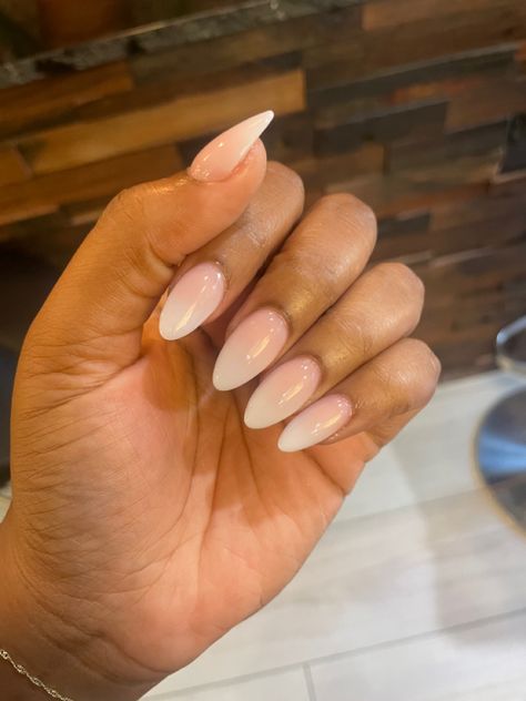 Pink And White Ombré Almond Nails, Pink And White Ombre Nails Oval, Pink To White Ombre Nails Almond, Pink White Ombre Nails Almond, Natural Ombre Nails Almond, Pink And White Ombre Nails Almond, Acrylic Almond Shaped Nails, Pleasing Nails, White Oval Nails