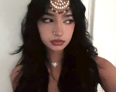 South Asian Nose Piercing, South Asian Nose Ring, Nose Piercing Aesthetic Indian, Sia Kumar, Indian Grunge, Indian Pfp, South Asian Makeup, Nose Piercing Indian, Indian Piercing