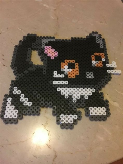 Black And White Cat Perler Beads, Black Cat Perler Bead Patterns, Perler Cat, Perler Ideas, Lucky Duck, Black And White Cat, Cat Cross Stitch Pattern, Cat Cross Stitch, Perler Beads Designs