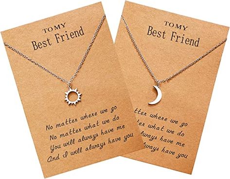 Best Friend Necklace for 2, Sun and Moon Matching Friendship Necklace Jewelry Gifts for BFF Sisters Girls Sun And Moon Matching, Sister Necklaces For 2, Sisters Necklace, Gold Inspiration, Sun And Moon Necklace, Best Friend Necklace, Cute Birthday Ideas, Friendship Necklace, Women's Necklace