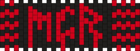 Mcr Bracelet Pattern, Emo Kandi Patterns, Emo Kandi Cuff, Mcr Kandi Pattern, Mcr Kandi, Kandi Templates, Emo Designs, Kandi Cuff Patterns, Punk Fashion Diy