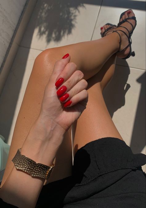 #fashion #red #rednails #tan #tanning #skincare #skincareroutine #summer #selfcare #selflove #style #aesthetic Nails Tanned Skin, Summer Selfcare, Tanned Skin, Summer Basics, Red Nail, Style Aesthetic, Sun Care, Tan Skin, Red Nails