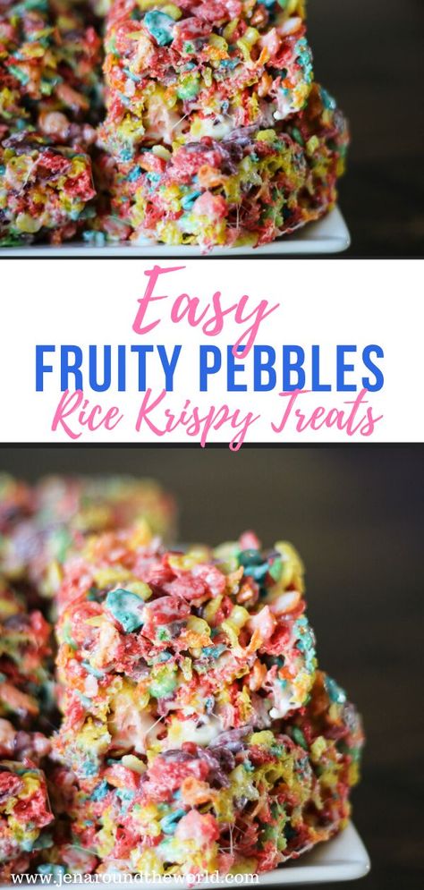 Rainbow Rice Krispie Treats, Fruity Pebbles Rice Crispy Treats, Rice Treats, Fruity Pebble, Fruity Pebbles Cereal, Krispie Treats Recipe, Rice Recipes For Dinner, Krispy Treats, Krispies Treats