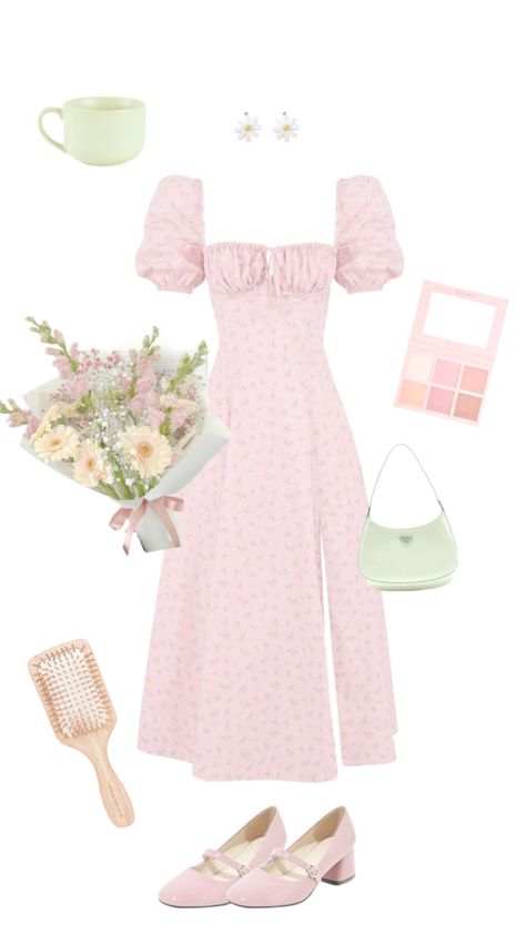 Pink Feminine Outfits, Catherine Hicks, Spring Outfits Pink, Cottage Core Pastel, Pink Spring Outfits, Cutesy Outfit, Modest Girly Outfits, Coquette Outfit, Haine Diy