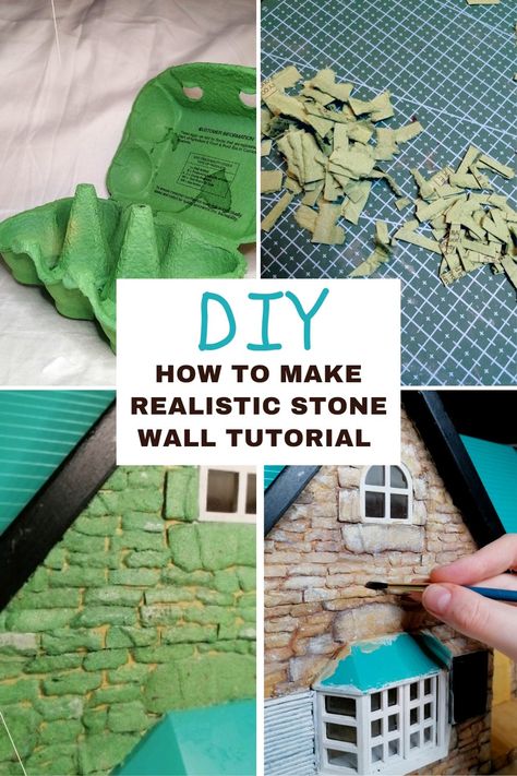 Stone Brick Wall, Diorama Diy, Dnd Diy, Just Egg, Faux Stone Walls, Bricks Diy, Haunted Dollhouse, Dollhouse Miniature Tutorials, Doll Furniture Diy