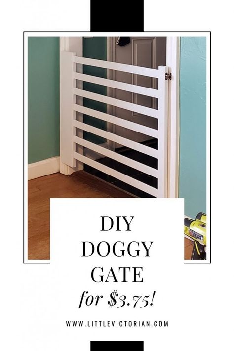 Diy Dog Stair Gate, Dog Gate For Kitchen, Diy Doggie Gate Ideas, Diy Walk Through Dog Gate, How To Make A Pet Gate, How To Make A Dog Gate, Interior Dog Gate Ideas, Gates For Dogs Inside, Diy Garage Dog Gate