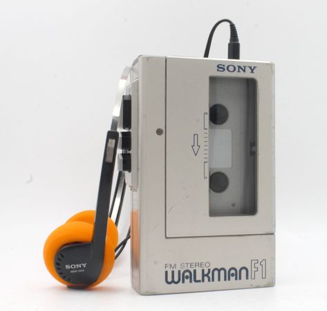 Vintage Sony Walkman F1 1980s personal stereo cassette tape player FM/AM radio metallic silver chrome with headphones refurbished VG Japan by deckvintage on Etsy Cassette Tape Player, Metal Tape, Sony Walkman, Am Radio, Retro Gadgets, Cassette Player, Silver Chrome, Stereo Headphones, Mini Pouches