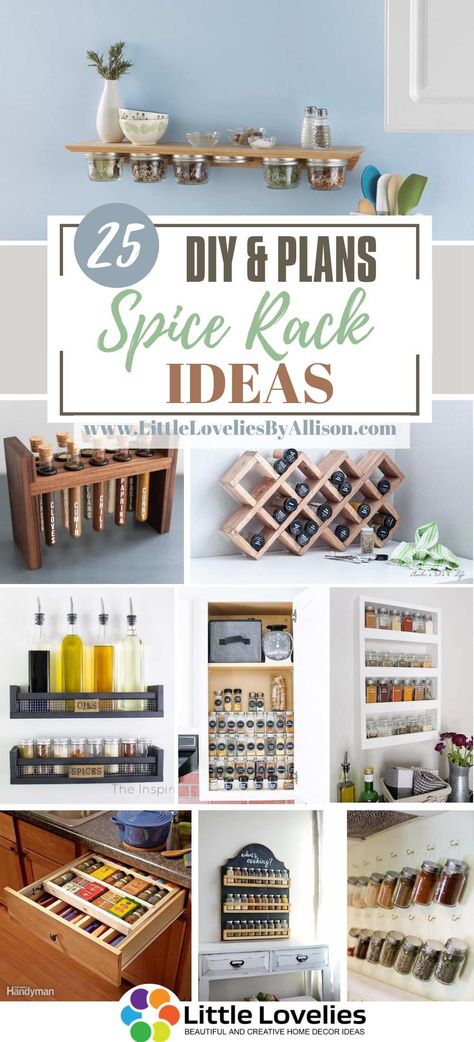 DIY Spice Rack Ideas Diy Wooden Spice Rack Wall, Spice Holder Diy, Pallet Spice Rack Diy, Spice Rack Ideas Small Spaces, Farmhouse Spice Rack Ideas, Spice Racks Diy, Kitchen Spice Rack Ideas, Homemade Spice Rack, Diy Spice Rack Ideas