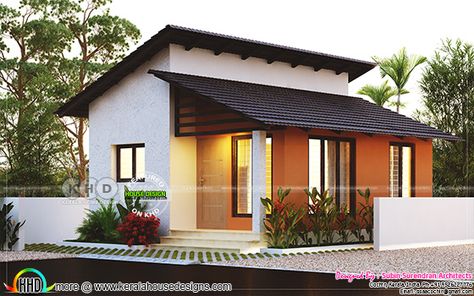 Small low cost 2 bedroom home plan Low Cost House Plans, Small House Design Kerala, Flat Roof House, Low Cost Housing, Simple Bedroom Design, 2 Bedroom House Plans, Kerala House Design, Kerala Houses, Simple House Design