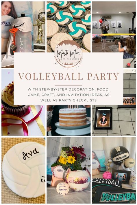 End Of Season Party Ideas, Volleyball Party Food Ideas, End Of Season Volleyball Party, Volleyball Themed Snacks, Volleyball Birthday Party Ideas Decoration, Volleyball Dessert Ideas, Volleyball Party Ideas Decorations, Volleyball Party Food, Volleyball Team Party Ideas