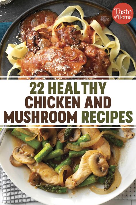 22 Healthy Chicken and Mushroom Recipes Chicken And Mushroom Recipes, Mushroom Recipes Healthy, Low Fat Chicken, Chicken Mushroom Recipes, Recipe Using Chicken, Chicken And Mushroom, Mushroom Dish, Chicken Healthy, Mushroom Chicken