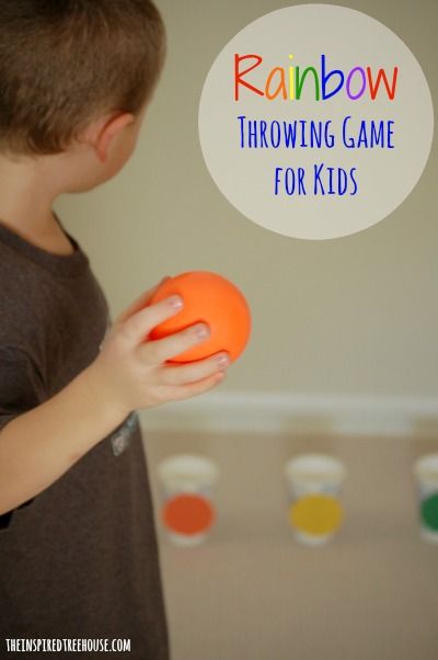 Looking for fun rainy day activities for kids?  Here’s a fun way to work on ball skills, visual motor integration, and color identification with your kiddos! - repinned by @PediaStaff – Please Visit  ht.ly/63sNt for all our pediatric therapy pins Rainbow Gross Motor Activities, Gross Motor Activities For Toddlers, Fun Rainy Day Activities, Rainbow Games, Throwing Games, Rainy Day Activities For Kids, Bilateral Coordination, Gross Motor Activity, Toddler Lessons