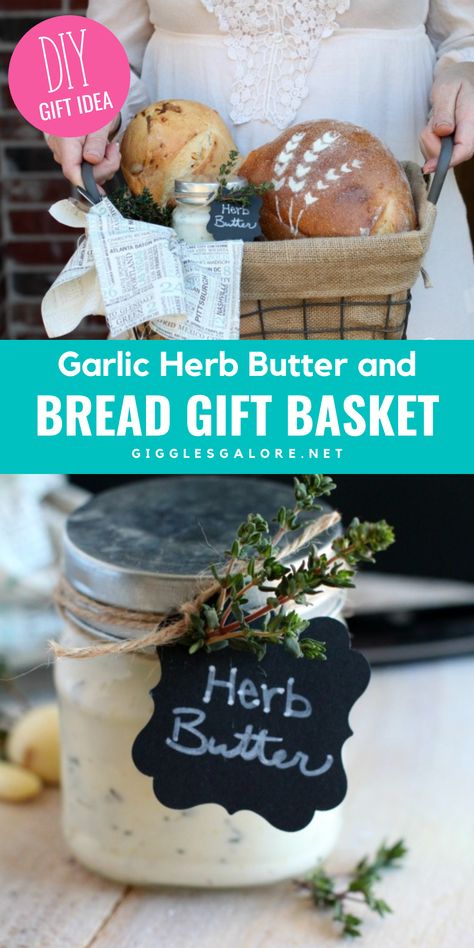 Bread And Butter Christmas Gift, Bread And Jelly Gift Basket, Bread And Butter Basket, Homemade Butter Christmas Gift, Honey Gift Basket Ideas Christmas, Gift Wrapping Bread Loaves, Homesteading Gift Basket, Sourdough Bread Gift Basket Ideas, Bread And Jam Gift Basket