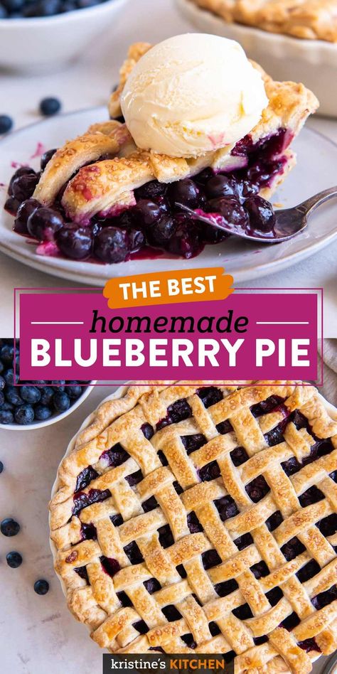 The best from scratch Blueberry Pie! This easy recipe features a sweet homemade blueberry pie filling and a flaky all-butter pie crust that bakes up perfectly golden brown in the oven. Make it with fresh or frozen blueberries. Frozen Blueberry Pie, Best Blueberry Pie Recipe, Best Blueberry Pie, Easy Blueberry Pie, Fresh Blueberry Pie, Blueberry Pie Recipe, Homemade Blueberry Pie, Blueberry Filling, Blueberry Pie Filling