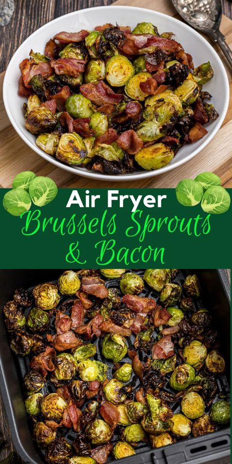 Brussels Sprouts Air Fryer, Bacon Air Fryer, Air Fryer Brussel Sprouts, Air Fry Bacon, Brussels Sprouts And Bacon, Air Fryer Brussels Sprouts, Air Fryer Recipes Healthy Low Carb, Sprouts And Bacon, Fried Brussel Sprouts