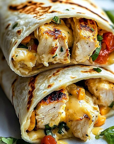 Cheesy Garlic Chicken Wraps - Quickest Recipes Garlic Chicken Wraps, Cheesy Chicken Wraps, Cheesy Garlic Chicken Wraps, Chicken Wraps Recipes, Cheesy Garlic Chicken, Tzatziki Chicken, Lunch Dishes, Grilled Chicken Wraps, Chicken Wrap Recipes