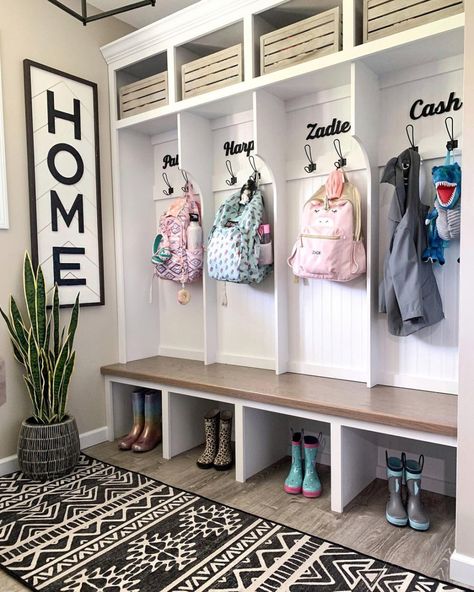 House Ideas On A Budget, Mudroom Remodel, Mudroom Makeover, House Upgrades, Entry Closet, House Organization, Mudroom Decor, Mud Room Storage, Mudroom Design