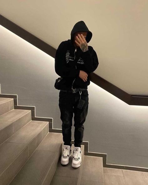 Black Canvas Outfit, Canvas Outfit, Jordan 4 Fits, Jordan 4 Black Canvas, Aa Wallpaper, Jordan 4 Black, Estilo Swag, Drip Outfit Men, Black Men Street Fashion