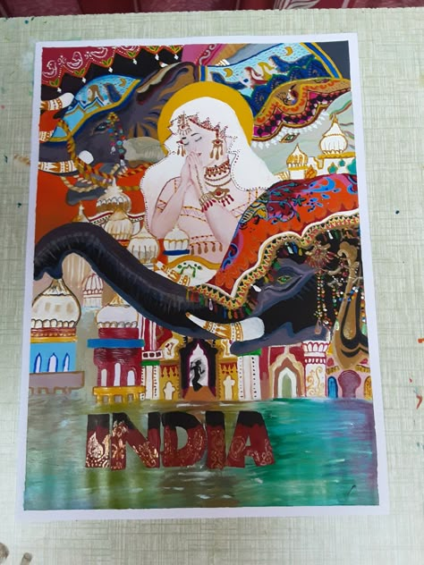 Cultural Diversity In India Posters, Incredible India Painting Ideas, Festivals Of India Drawing Competition, Incredible India Drawing Ideas, Drawing For School Competition, Culture Of India Art, Incredible India Posters Art, Poster On Indian Culture, Indian Culture Poster