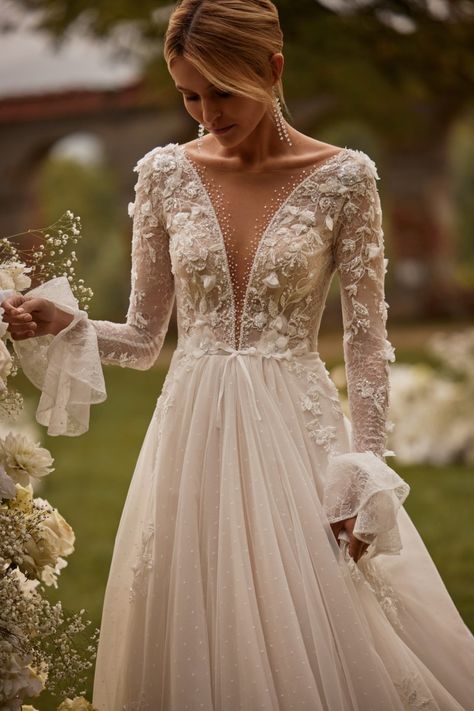 What is love-Collection-2022 : Wedding dresses-Collections Florencia Illusion Long Sleeve Wedding Dress, A Line V Neck Wedding Dress, Petite Wedding Gowns, Dresses With Long Sleeves, Buy Wedding Dress, Dream Wedding Ideas Dresses, Maid Dress, Winter Wedding Dress, Wholesale Dress