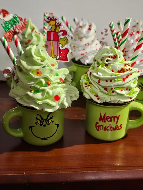 These adorable Grinch Espresso Cups are the perfect size for tiered trays!  Finish your Grinch tiered tray off with one of these cute little 2.5 ounce cups, complete with faux whipped cream, straws and sprinkles.  Check out my other cups also as well as my other Grinch items.  These are all the perfect size and also make great gifts. Check out all of my listings, including more Grinch items, Kentucky items, beaded pens, badge reels, wagon sets, porch sitters and more. Please send me a message if you have a prefer a certain cup.  Otherwise, I will choose the cup for you. Props, stands and trays are not included. **SHIPPING FOR MORE THAN ONE ITEM WILL BE CALCULATED INCORRECTLY (IN MOST CASES).  I HAPPILY REFUND ALL SHIPPING OVERAGES.  SHIPPING IS FREE ON PURCHASES OVER $35. Grinch Serving Tray, How To Make Faux Whipped Cream, Hot Cocoa Cups Diy, Grinch Tiered Tray, Porch Sitters, Grinch Mug, Monster Mug, Faux Whipped Cream, Mini Coffee Cups