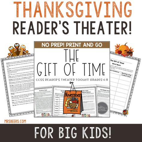 If you are looking for an engaging Thanksgiving activity to try with your middle school ELA class, my Thanksgiving reader’s theater script and comprehension activities are a great option. Middle School Ela Thanksgiving Activities, Readers Theater Scripts Middle School, Thanksgiving Ela Middle School, Thanksgiving 4th Grade Activities, Thanksgiving Activities 5th Grade, 4th Grade Thanksgiving Activities, Middle School Thanksgiving Activities, Thanksgiving Middle School Activities, Thanksgiving Activities Middle School