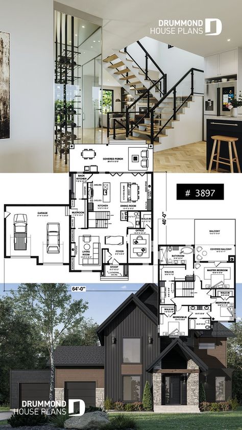 Modern Scandinavian House Plans, Scandinavian House Plan, Scandinavian House Plans, Modern Scandinavian House, 800 Sq Ft House, Bedrooms Modern, Bloxburg House Ideas Floor Plan, Modern Family House, Scandinavian House