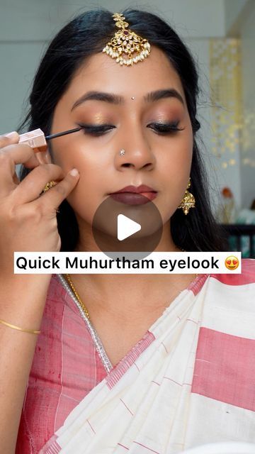 Party Look Eye Makeup, Muhurtham Eye Makeup Look, Eye Make Up Tips And Tricks, Birthday Party Makeup Looks, Makeup For Birthday Party, Eye Makeup For Bride, Bridal Eye Makeup Indian, Indian Wedding Guest Makeup Look, Eye Makeup For Party