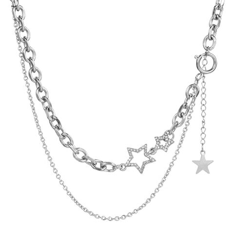 EXPHAIN Double Layered Stacked Chunky Chain Choker Necklace For Women Teens Girls Y2k Star Statement Necklaces Silver Punk Asymmetric Diamond Necklace Jewelry Diamond Necklace Jewelry, Sliver Necklace, Girls Y2k, Y2k Star, Chunky Choker, Necklaces Silver, Y2k Jewelry, Silver Necklace Statement, Diamond Jewelry Necklace