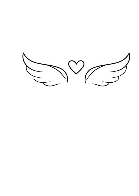 Minimal Angel Tattoo, Wings Heart Tattoo, Heart Wings Tattoo, Small Wings Tattoo, Heart With Angel Wings, Halo Tattoo, Heart With Wings Tattoo, Alas Tattoo, Memorial Tattoo Ideas