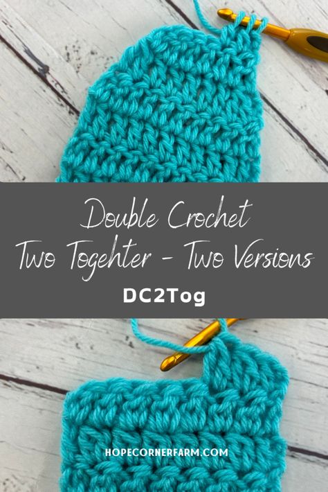 How to Double Crochet Two Together (DC2Tog) - Hope Corner Farm Crochet Double Chain, Double Crochet Two Together, How To Double Crochet, Crochet Scarf For Beginners, Crochet Cluster Stitch, Crochet Chain Stitch, Crochet Chain, Crochet Decrease, Crochet Abbreviations