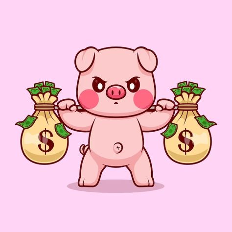 Money Cute Drawing, Money Pig, Money Lover, Cute Money, Pig Logo, Pig Cute, Finance Icons, Paper Background Design, Pig Art