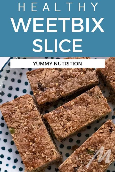 Healthy weetbix slice - reduced sugar, increased good bits | Mumlyfe Health Bars Recipes Homemade, Weetbix Recipes Healthy, Weetbix Beskuit Resep, Weetbix Rusks Recipe, Healthy Weetbix Slice, Healthy Weetbix Recipes, Weetabix Recipes Healthy, Wheatbix Recipes, Weetbix Slices Recipes