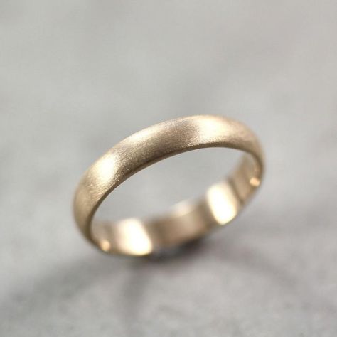 Mens Wedding Bands Brushed, Brushed Gold Ring, Wedding Trivia, Slim Ring, Mens Gold Wedding Band, Couple Wedding Rings, Classic Wedding Band, Diamond Alternatives, Ring Ideas