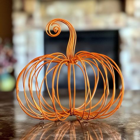 Wire Pumpkin, Pumpkin Craft, Old Glass Bottles, Artificial Foliage, Nature Inspired Decor, Small Pumpkins, Pumpkin Crafts, Burlap Ribbon, Diy Planters