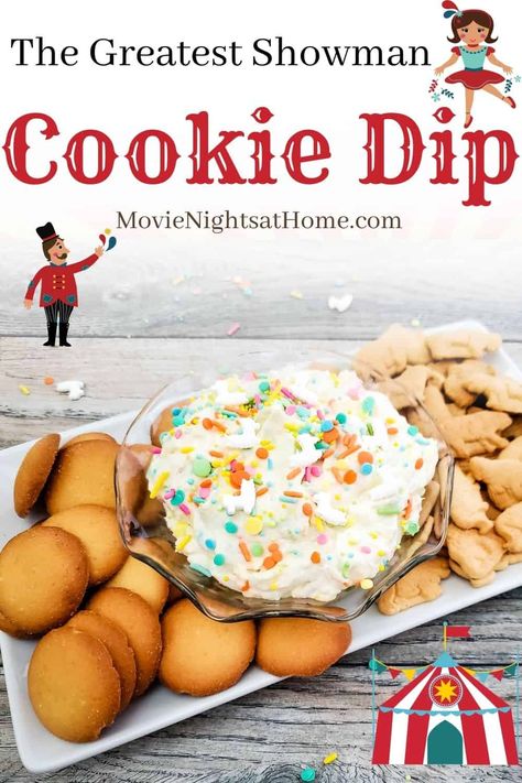 If you're looking for The Greatest Showman food ideas, this animal cookie dip is the perfect addition to your movie night! Cream Cheese Cracker Dip, At Home Snacks, Movie Inspired Recipes, Cookie Dip, Dip Party, Cream Cheese Recipes Dip, Movie Night Food, Funfetti Cookies, Cheese Dip Recipes